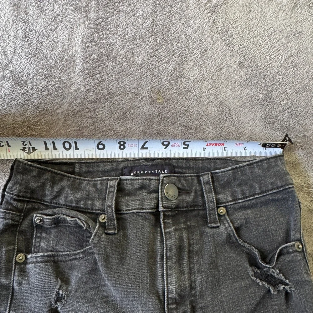Aeropostale High Waisted Jeggings Womens 6 Reg‎ Grey Distressed